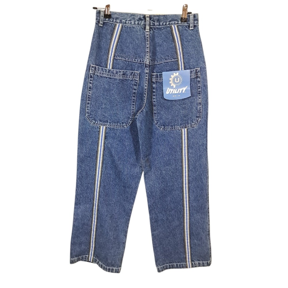 VTG Utility Jeans Women's 26 High Rise Wide Leg Baggy Skater 90s 26x28 Striped
